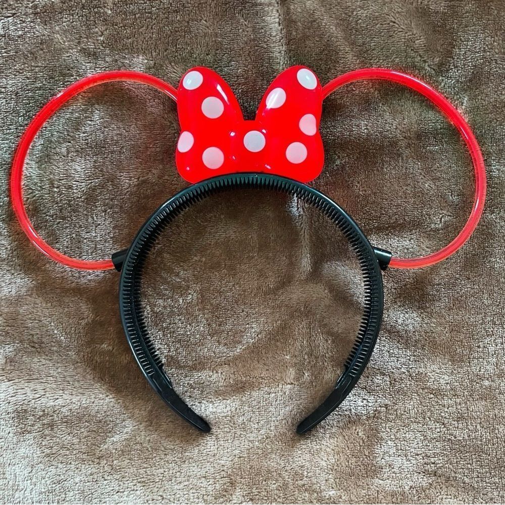 Disney Parks Minnie Mouse Red Polka Dot Bow Glow Up Headband